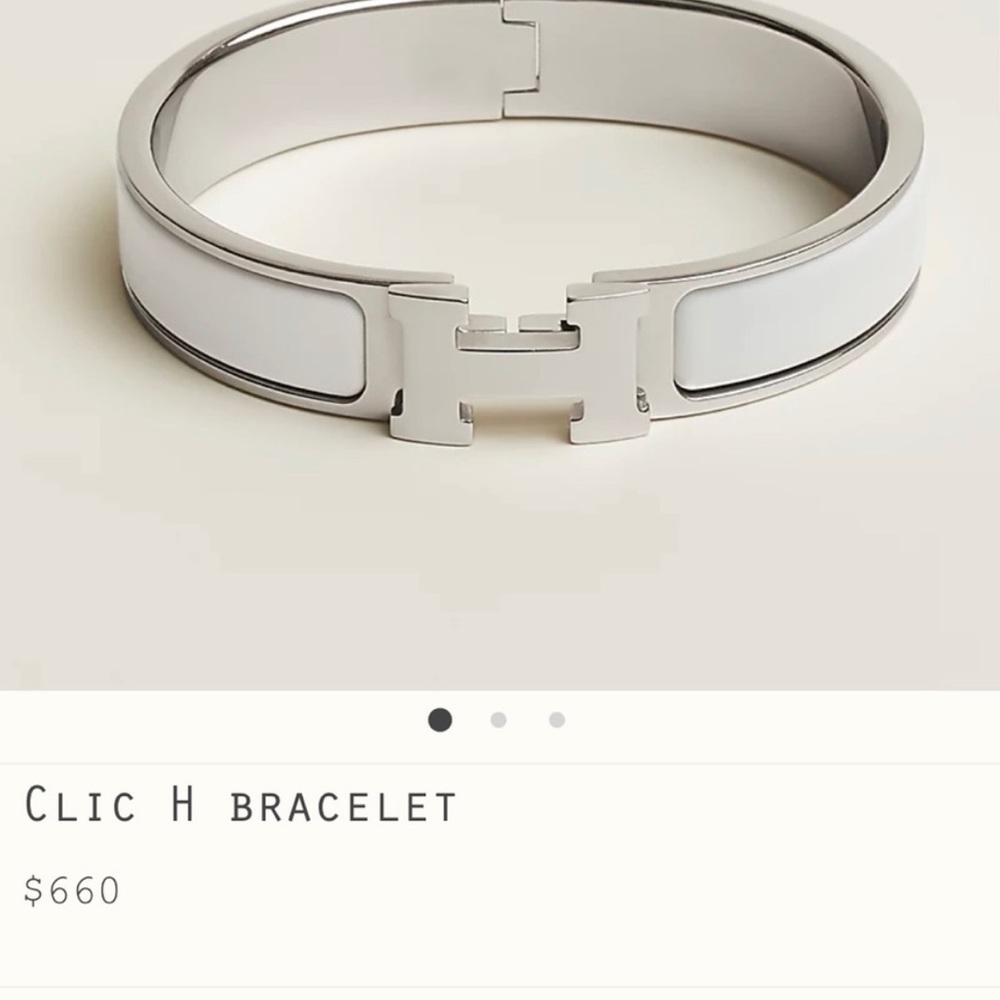 Hermès Clic H Bracelet White Silver
